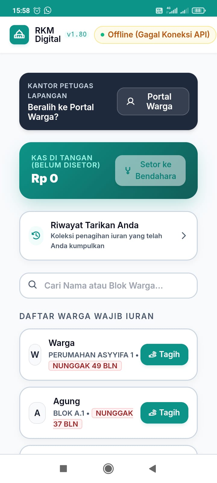 Tampilan Portal Petugas Lapangan RKM Digital